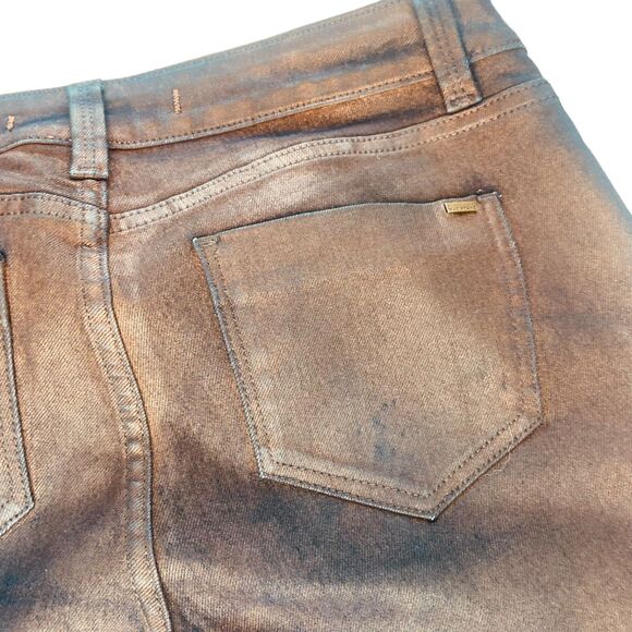 Max Studio | Brown & Navy Iridescent Straight Leg Denim Jeans Size 8 | EUC - Picture 13 of 14
